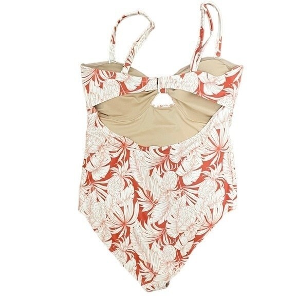 NWT Old Navy Tie-Front One-Piece Swimsuit Pineapple Hibiscus Print Plus Size 2X - Picture 3 of 16